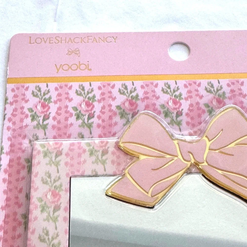 LoveShackFancy x Target Magnetic Mirror Floral Bow Locker Decor Pink 5x7